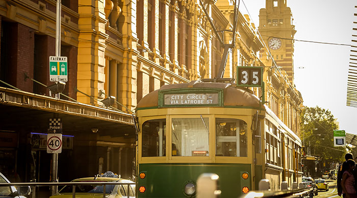 Tram au centre-ville de Melbourne